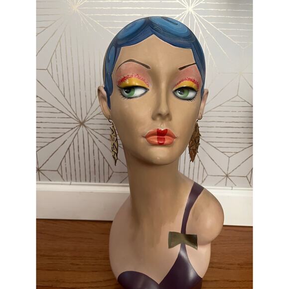 Artisan Handmade Gold Metallic Leather Geometric Earrings - Picture 10 of 10